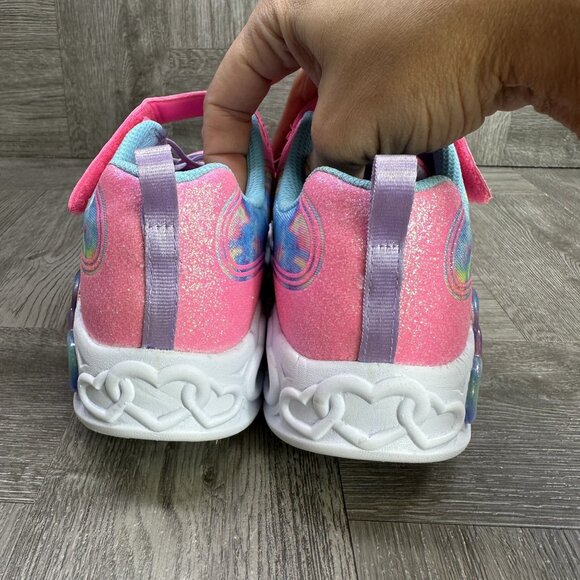 Skechers Kids size 3 Infinite Heart Lights Multicolored Shoes - Picture 6 of 8